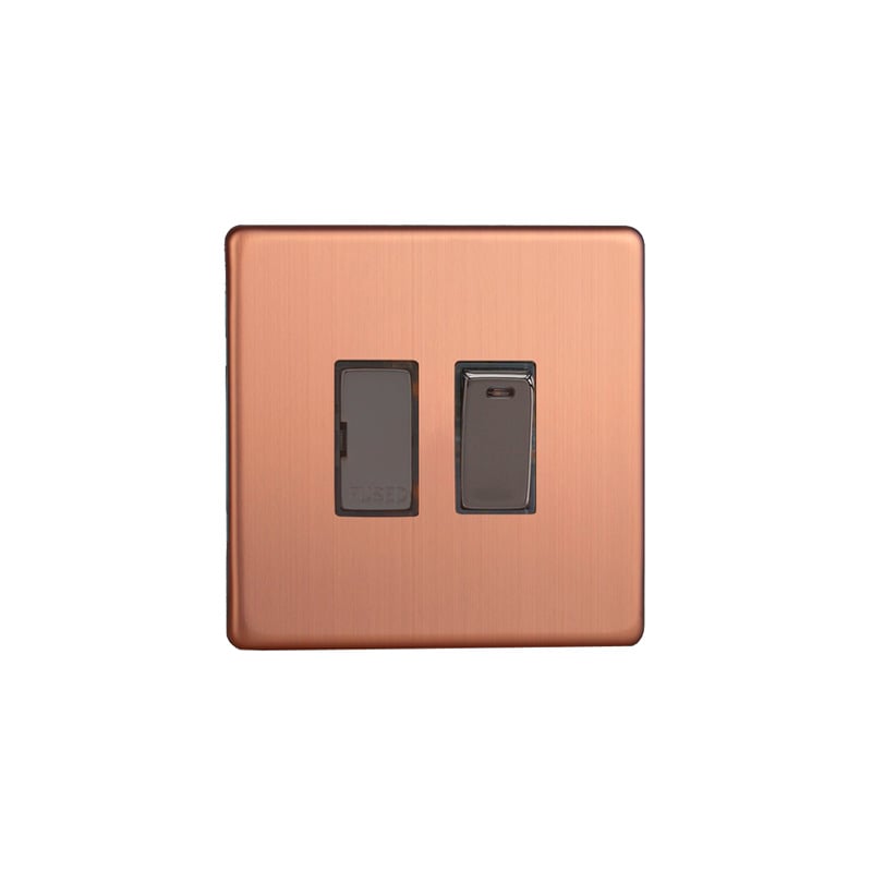 Varilight Urban 13A Switched Fused Spur with Neon Brushed Copper Screw Less Plate