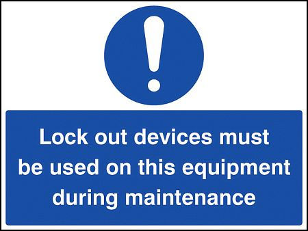 Lockout devices must be used on this equipment during maintenance