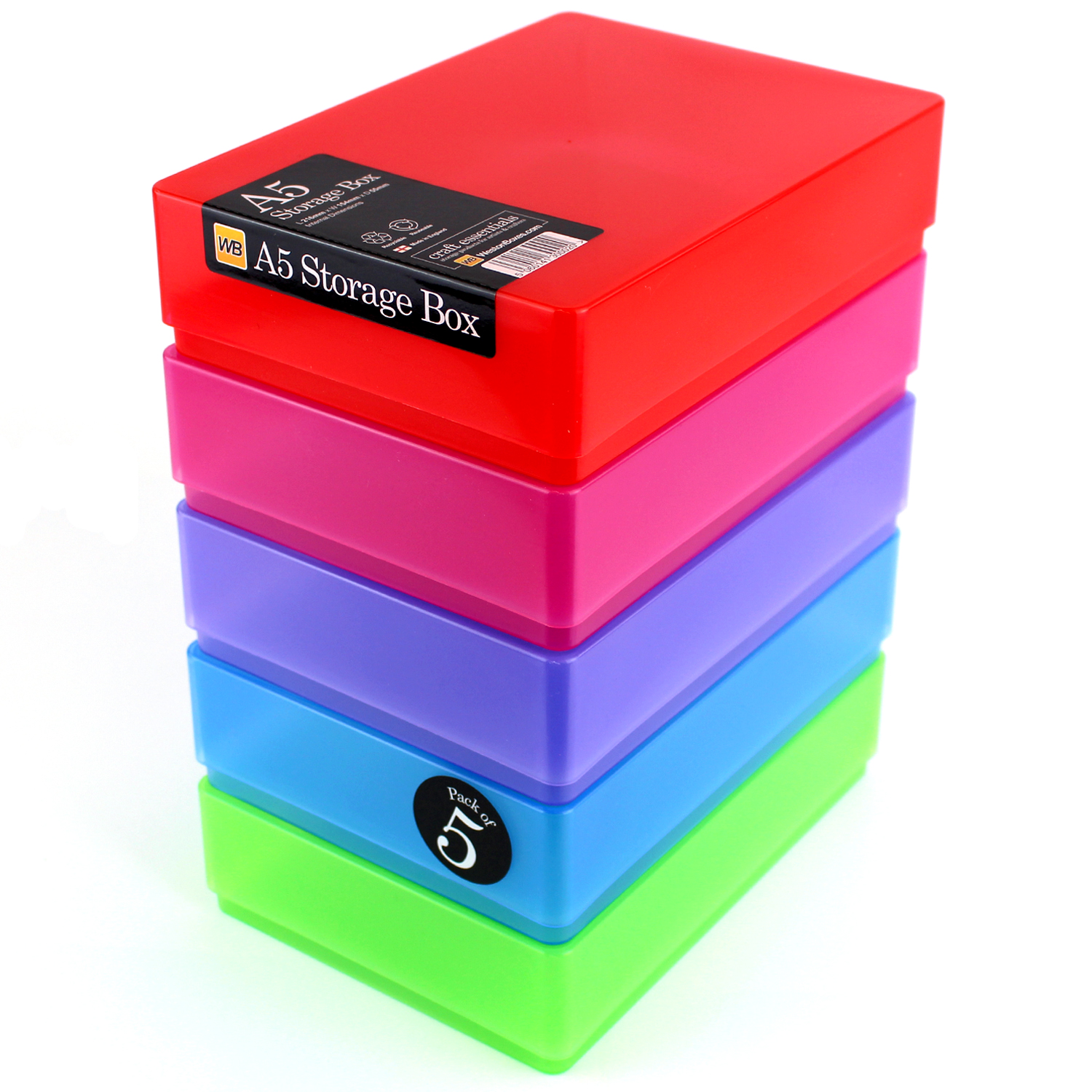 A5 Plastic Storage Box, Colour, Transparent - Trade