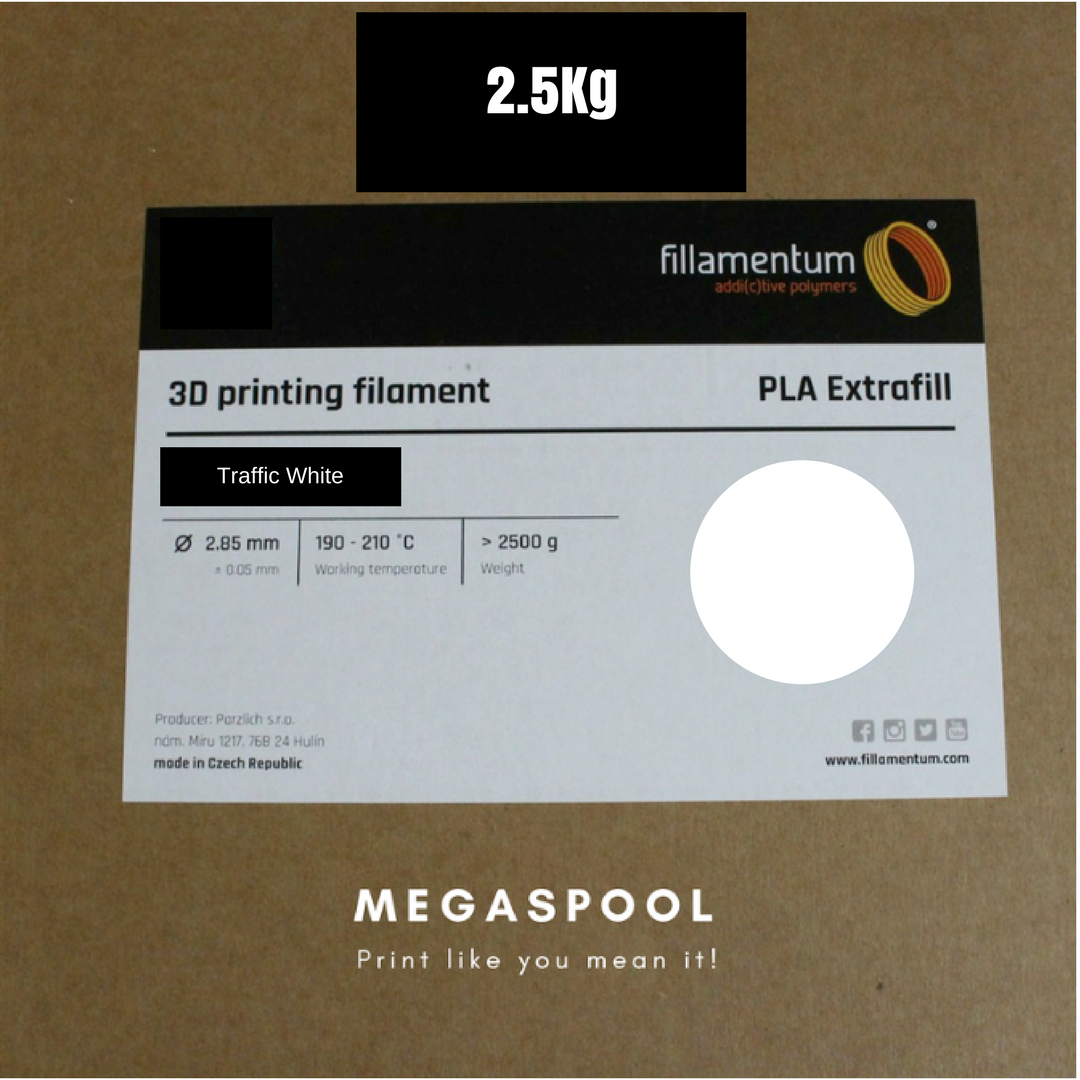 Fillamentum PLA Extrafill Traffic White 2.85MM 2.5Kg 3D Printer Filament