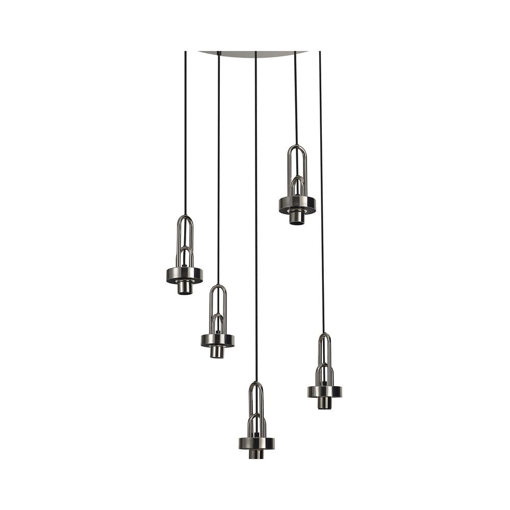 Luxuria Kennith 55cm 2.5m Round Suspension Kit (FRAME ONLY) 5xE27 Polished Nickel / Matt Black