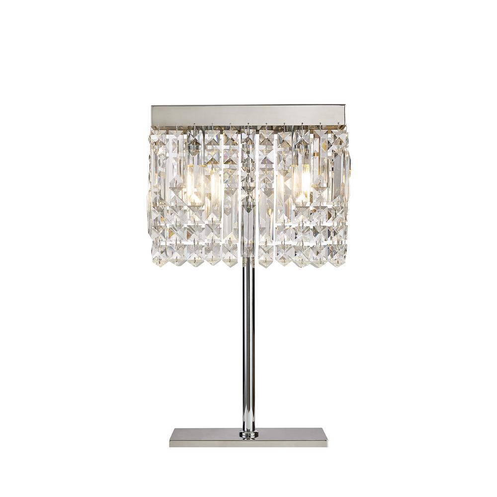 Luxuria Illumia 30x10cm Rectangular Table Lamp 2 Light E14 Polished Chrome / Crystal