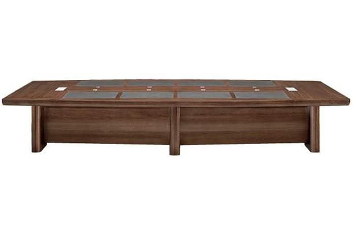 Large Real Wood Veneer Executive Boardroom Table with Integrated Writing Pads - 4600mm to 6000mm - KT2D48 North Yourkshire