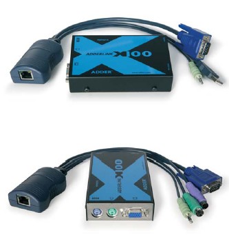 X100-PS2/P-UK AdderLink X100 KVM extender std 100 Mtrs PS2 PC, PS/2 Control