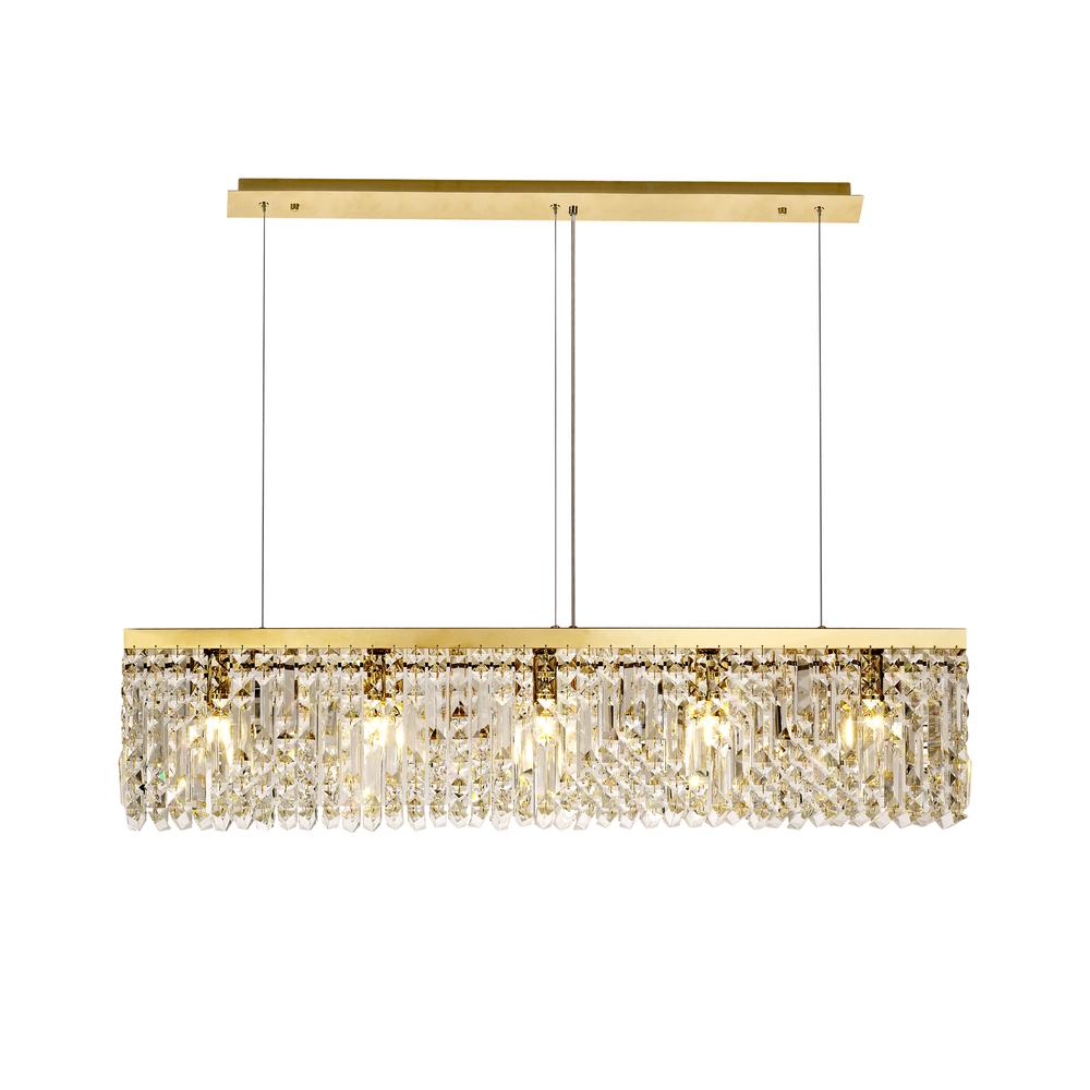 Luxuria Illumia 102x9cm Linear Pendant Chandelier 5 Light E14 Gold/Crystal