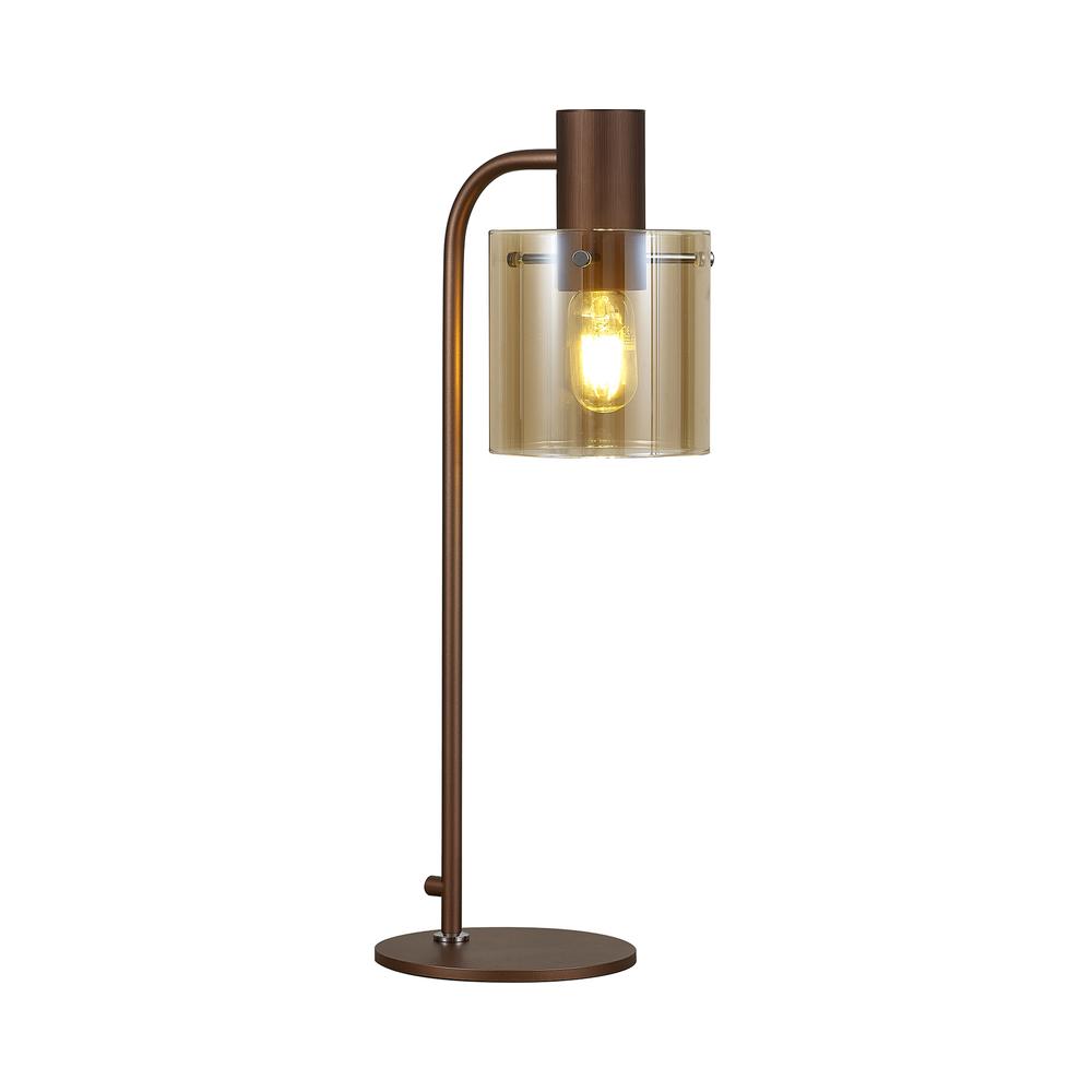 Luxuria Fusion Large Table Lamp 1 Light E27 Mocha / Amber Glass