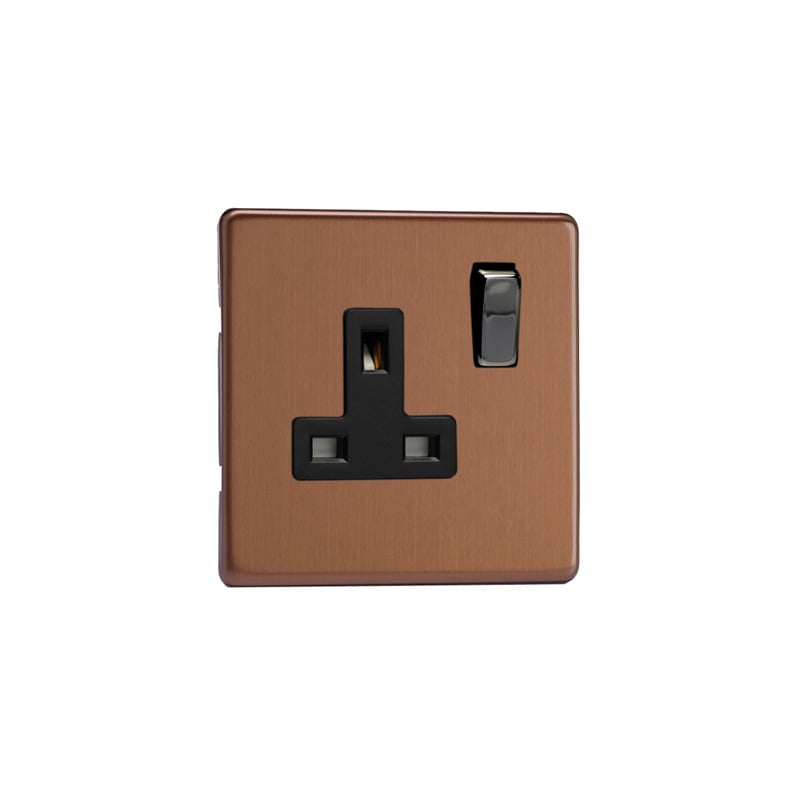 Varilight Urban 1G 13A DP Switched Socket Brushed Bronze Screw Less Plate
