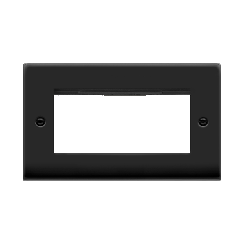 Click Deco 2 Gang Quad Aperture Double Plate Matt Black