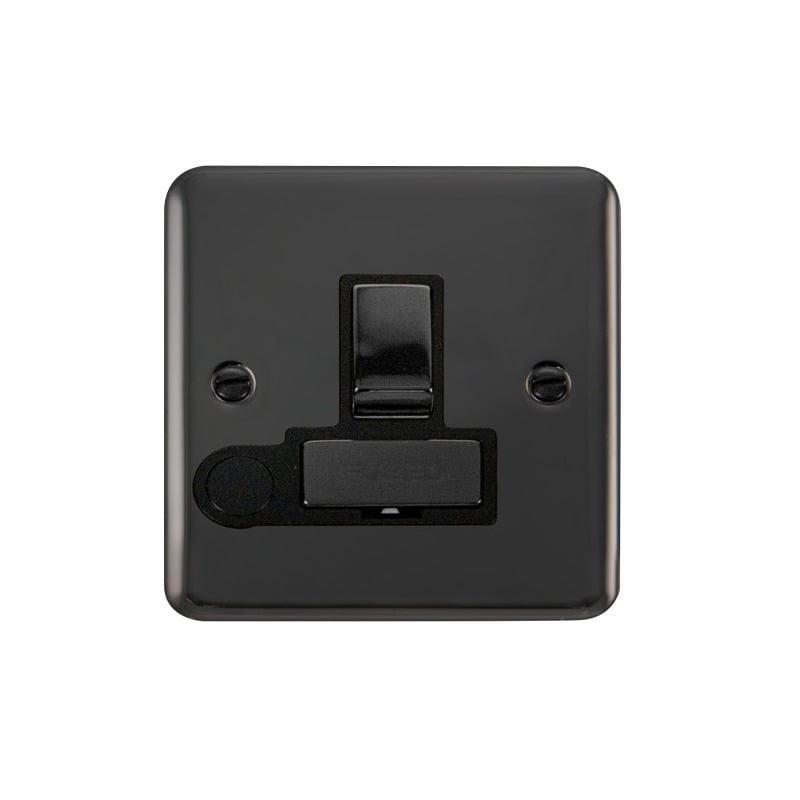 Click Deco Plus Switched Fused Spur Black Nickel Black Inserts Flex Outlet