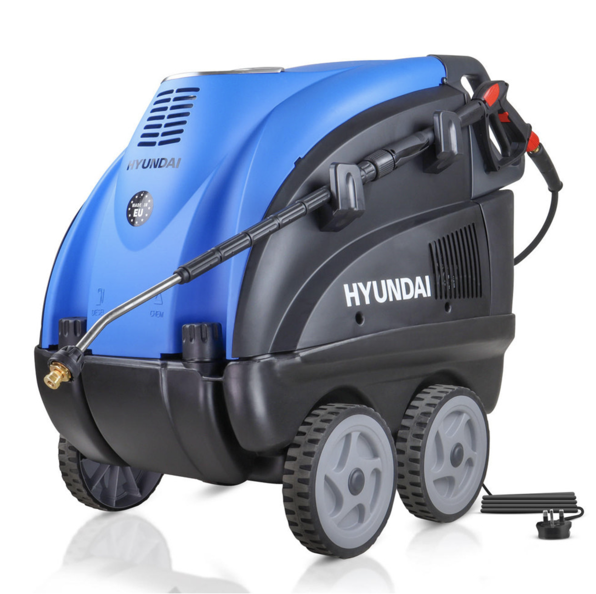 Hyundai HY155HPW-1 2610psi / 180bar Hot Pressure Washer, 110°c 2.8kW Commercial Triplex Power Washer 