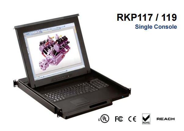 AH-RKP119B-EU 19&#34; KVM Keyboard Drawer with Trackball, Single Slide, by Austin Hughes