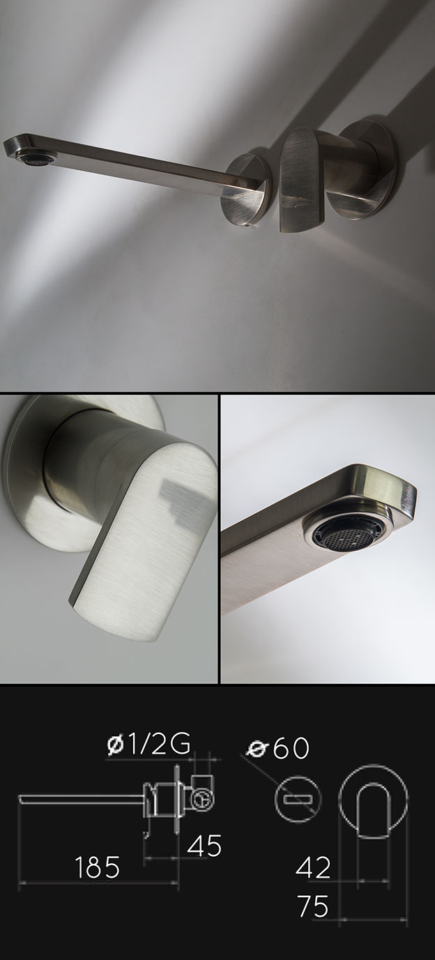 Brushed Nickel Wall Mounted Bath Tap (36DD)