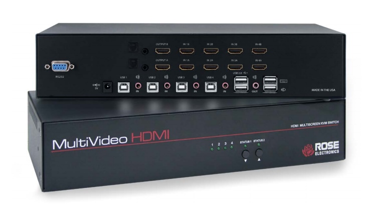 MDM-4T4HD/A1 - Rose - Multivideo HDMI, 4 Port KVM, Quad-head KVM Switch, with USB 2.0 & Audio (Quad Video) *NEW*