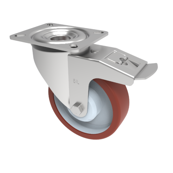 Polyurethane Nylon Plate Swivel Castor Brake 150mm 350kg Load