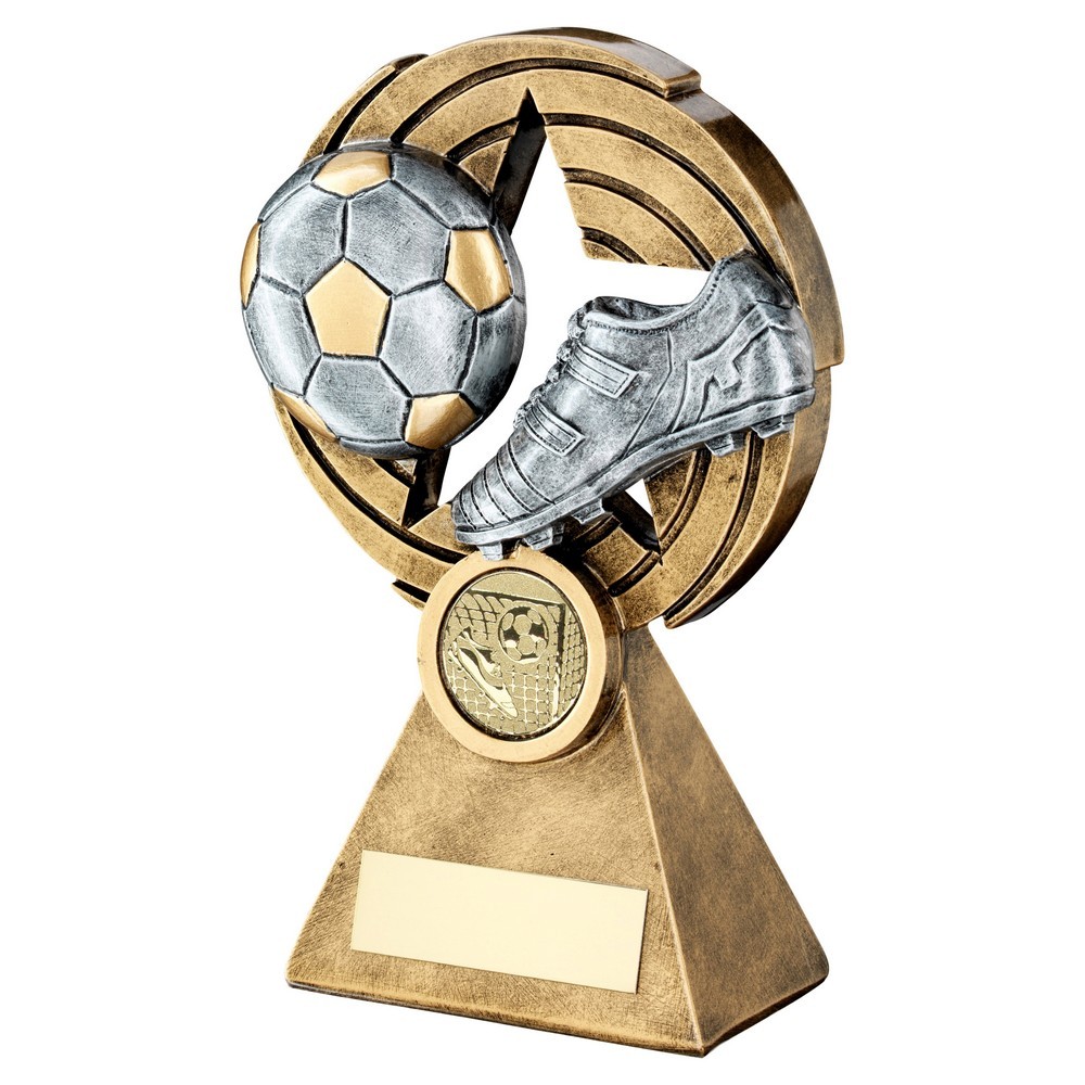 Suppliers Of 2 Tone Ball & Boot Football Star Trophy - 3 Sizes Hertfordshire