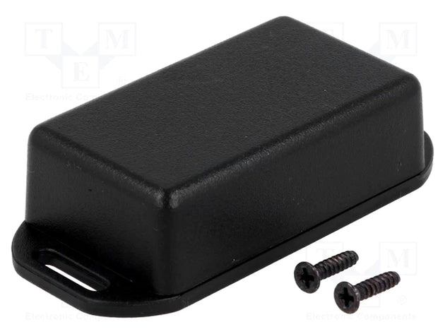 UK Suppliers Of 60 X 35 X 20mm Miniature IP54 ABS Black Flanged Enclosure