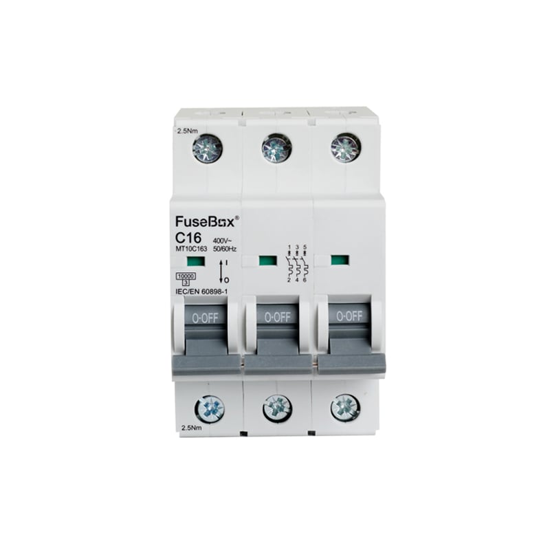 FuseBox MT10C163 MCB 16 Amp C Type 10kA 3 Pole