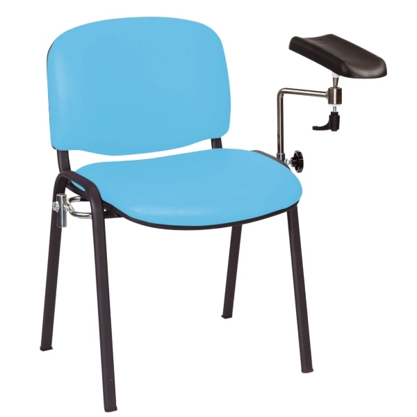 Phlebotomy Chair - Vinyl Anti-Bacterial Seats - Sky Blue