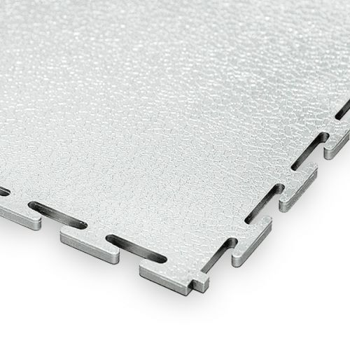 Garage Floor Tiles, 7mm Thick PVC - Smooth Texture-Light Grey