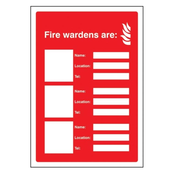 Fire Wardens Are (3 Names - Locations and Numbers) - Adapt-a-Sign