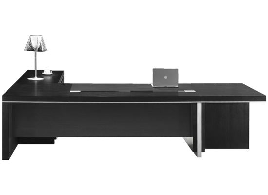 Providers Of Stunning Large Executive Office Desk In Black Ash Real Wood Veneer - 3000mm / 3200mm / 3400mm / 3600mm / 3800mm - L3F381 UK