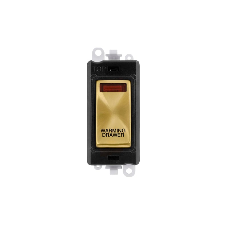 Click GridPro 20AX Satin Brass DP Switch Module with Neon Warming Drawer Insert Black