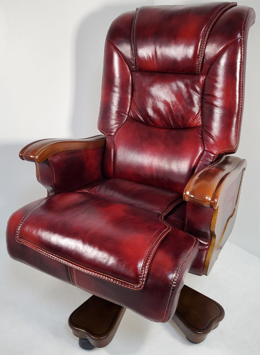 Luxury Burgundy Real Leather Office Chair Executive Boss Chair - CHA-A0630 North Yourkshire