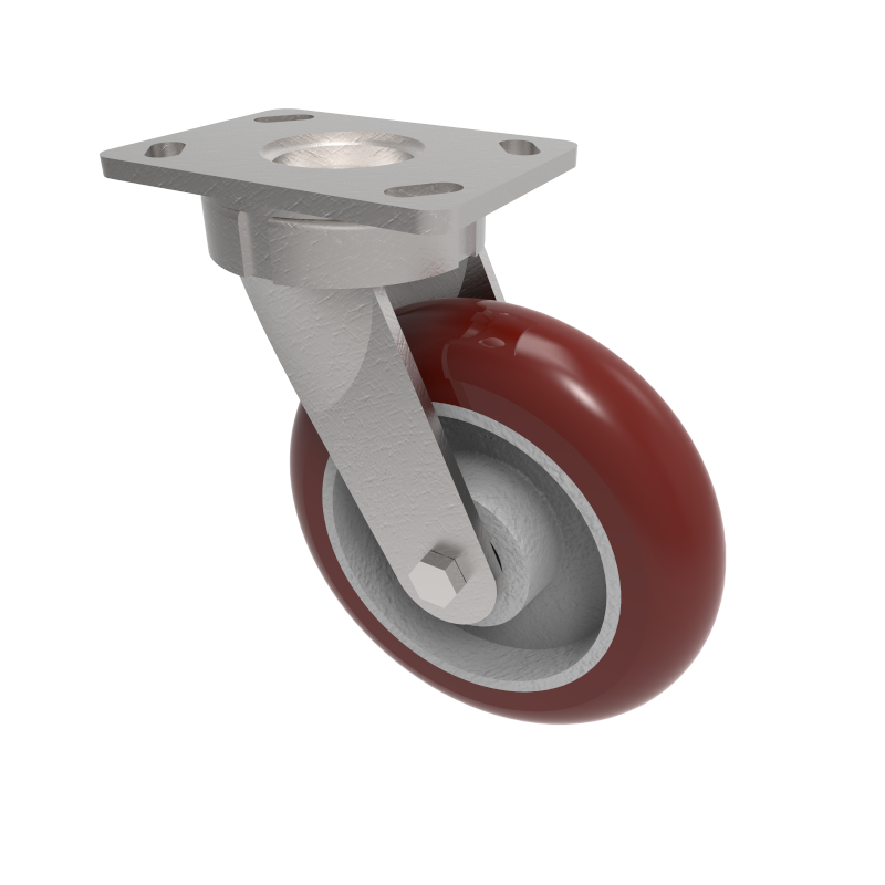 Ergonomic Polyurethane Plate Swivel Castor 100mm 350kg Load