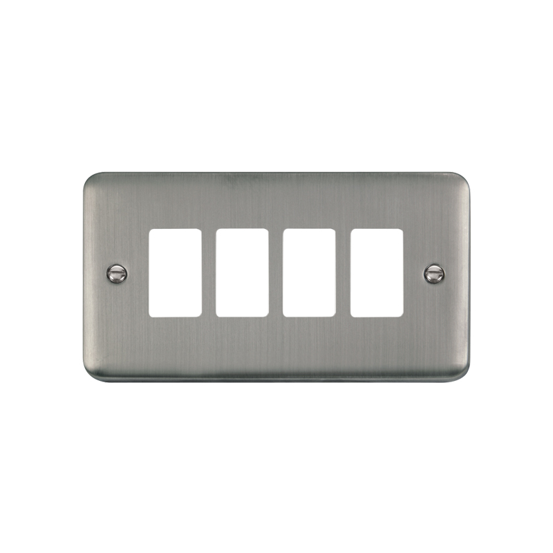 Click GridPro Deco Plus 4 Gang Frontplate Stainless Steel