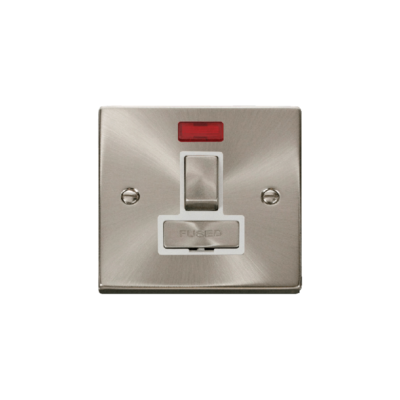 Click Deco 13A Fused 'Ingot' DP Switched Connection Unit With Neon Satin Chrome Insert White