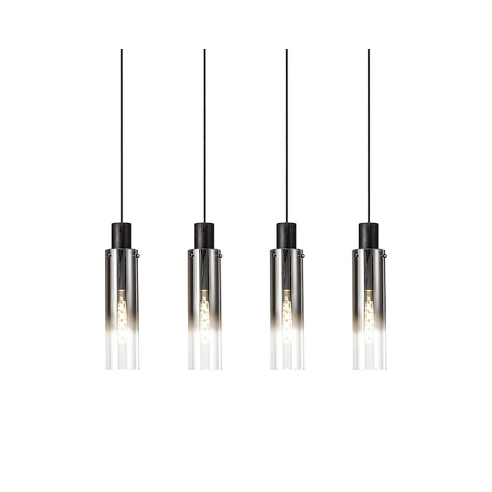 Luxuria Luminara Linear Pendant 4 Light Adjustable E27 Black/Smoke Fade Glass