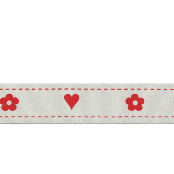 Rotary Print 25mm Valentine Style Design (Plate: 4997, Colour(s): Cream SP8931 and Red)