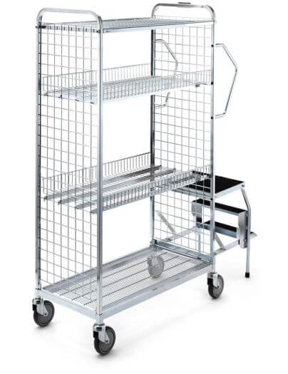 Shelved Stock Trolley With Ladder