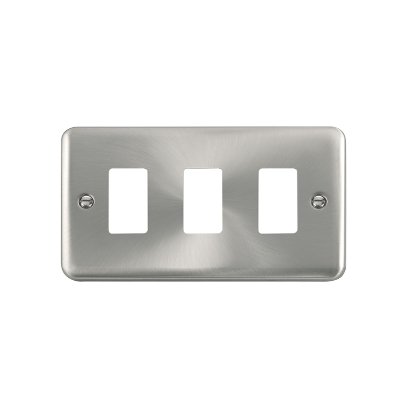 Click GridPro Deco Plus 3 Gang Frontplate Satin Chrome