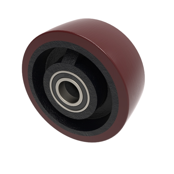 Polyurethane Cast Iron 125mm Ball Bearing Wheel 500kg Load