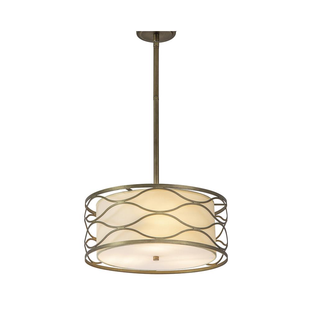 Luxuria Mirador 61cm Pendant / Convertible To Semi Flush 5 Light E14 Aged Gold / Cream Fabric Shade