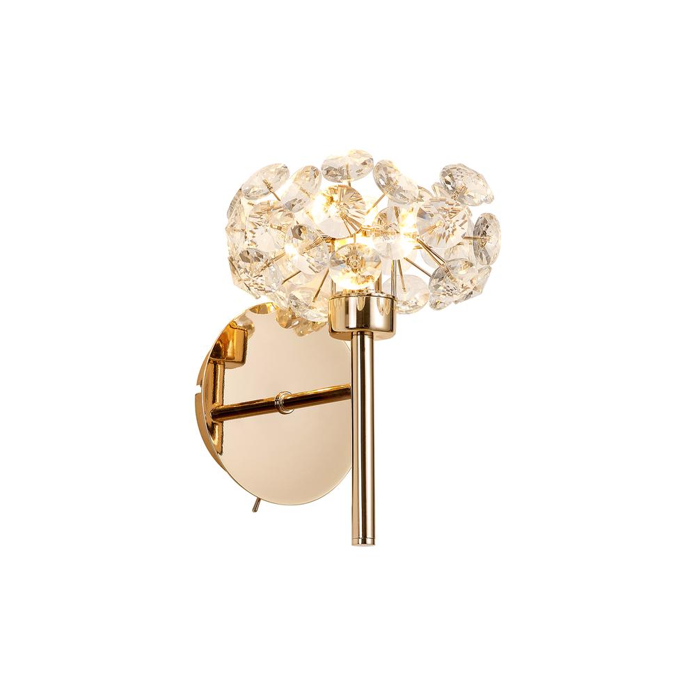 Luxuria Paramount 1 Light G9 Switched Wall Light With French Gold And Crystal Shade