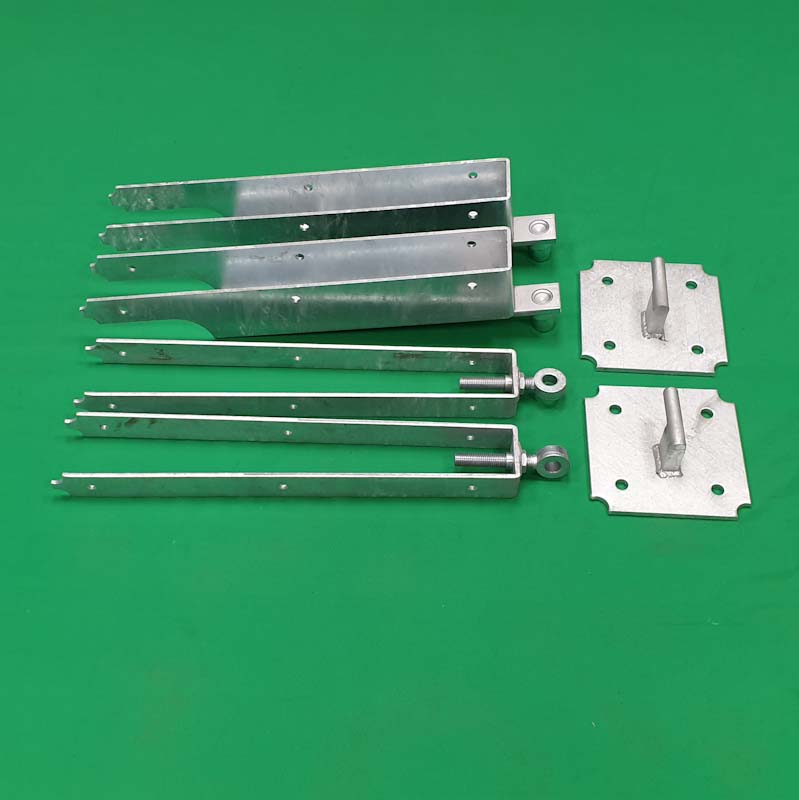 In&#45;line Hinge, Frog Shoe & Wall Plates Pair Kit Galvanised &#40;New Style&#41;