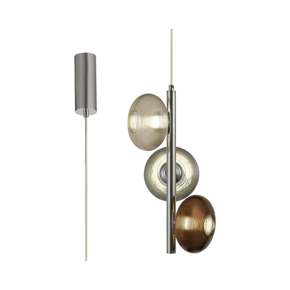 Luxuria Verneuil 24cm Multiple Pendant 3x8W LED 4000K Smoked Copper & Champagne/Polished Chrome