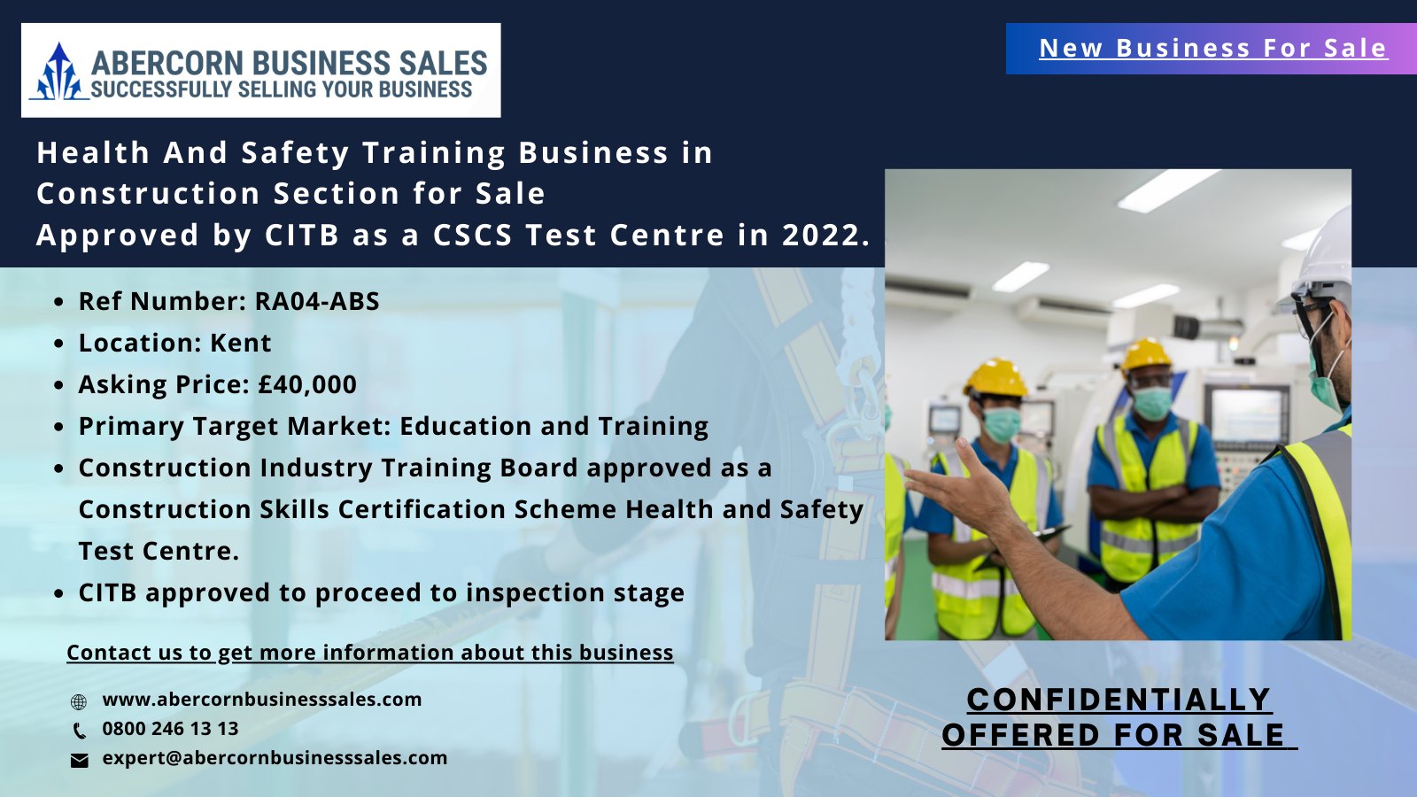 RA04-ABS - Health And Safety Training Business in Construction Section for Sale