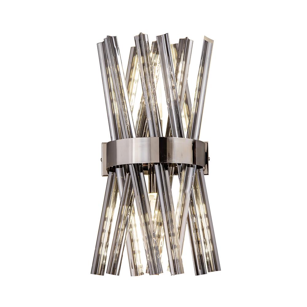 Luxuria Seneca 2 Light E14 Wall Light E14 Polished Nickel / Smoke Glass