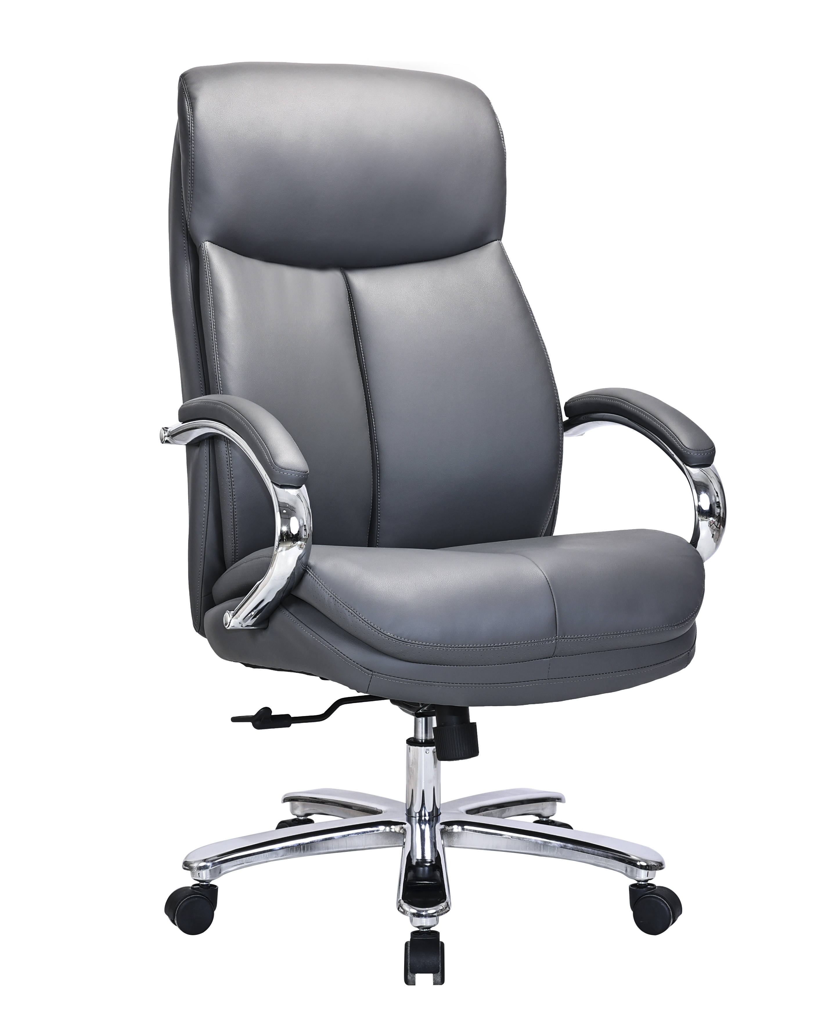 Specialising In Heavy-Duty 180kg Leather Executive Office Chair with XL Seat & Chrome Arms – Grey - 2183E North Yourkshire