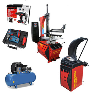 Affordable Tyre Shop Equipment Packages With Air Compressors And Trolley Jacks