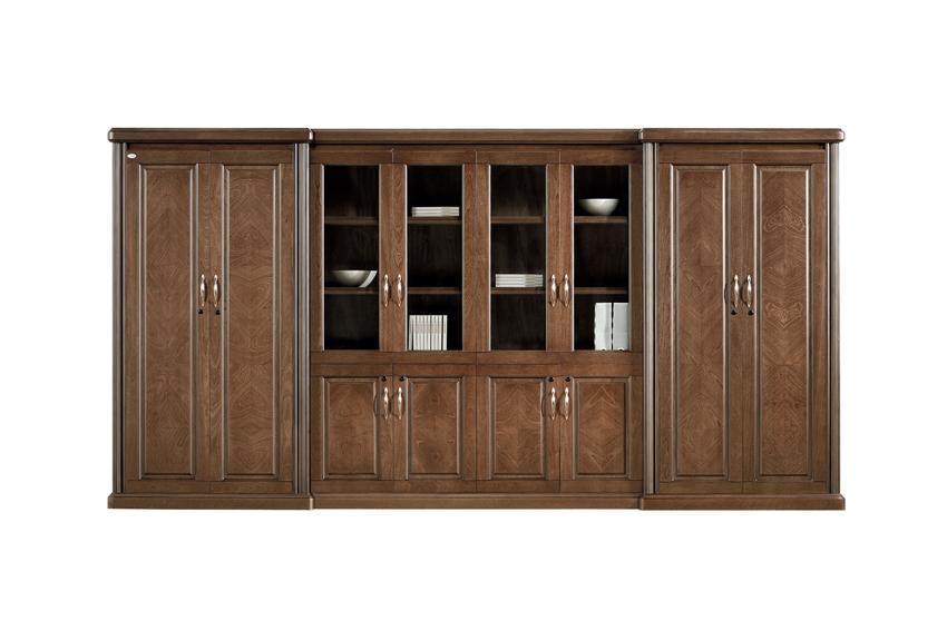 Specialising In Tall and Wide Real Wood Veneer Executive Bookcase Wood & Glass Doors - 4000mm - KM3Y08 UK
