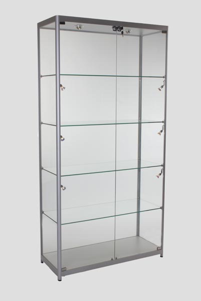 Aluminum Frame Tall Glass Display Units