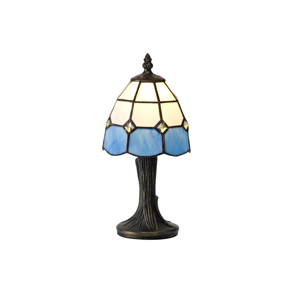 Luxuria Chic Tiffany Table Lamp 1xE14 White/Blue/Clear Crystal Shade