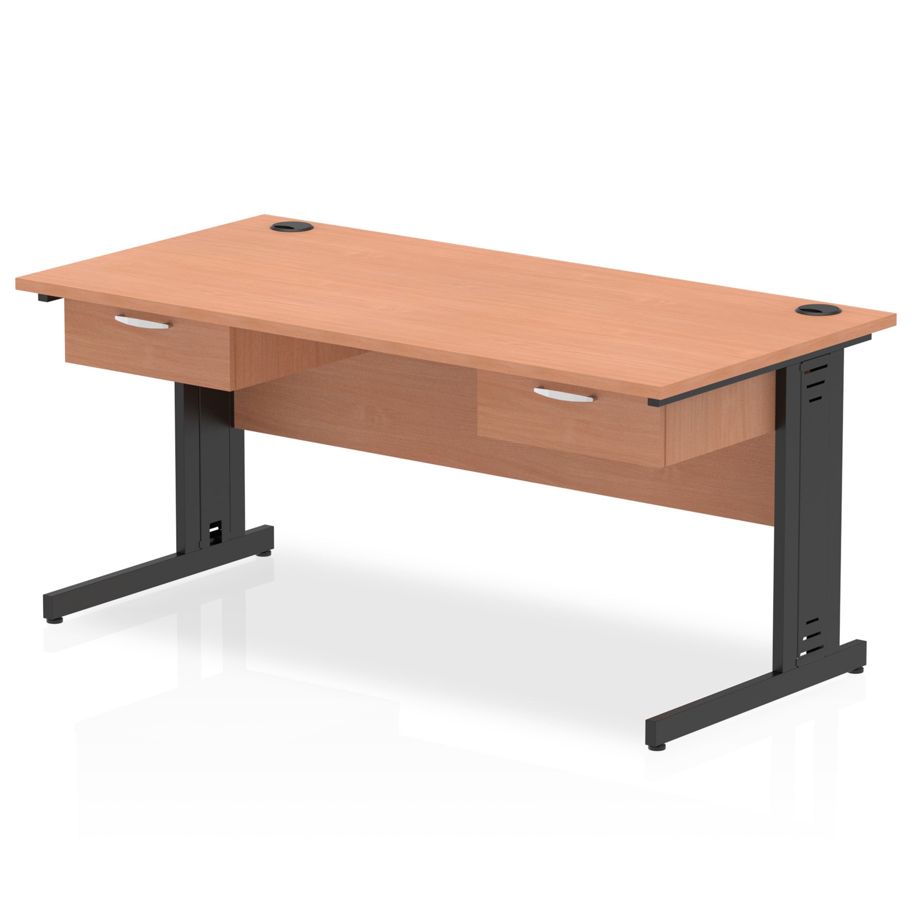 Suppliers Of Impulse Cable Managed Straight Desk Black Frame With 2x One Drawer Fixed Pedestals - 1600mm or 1800mm - Multiple Colour Options North Yourkshire