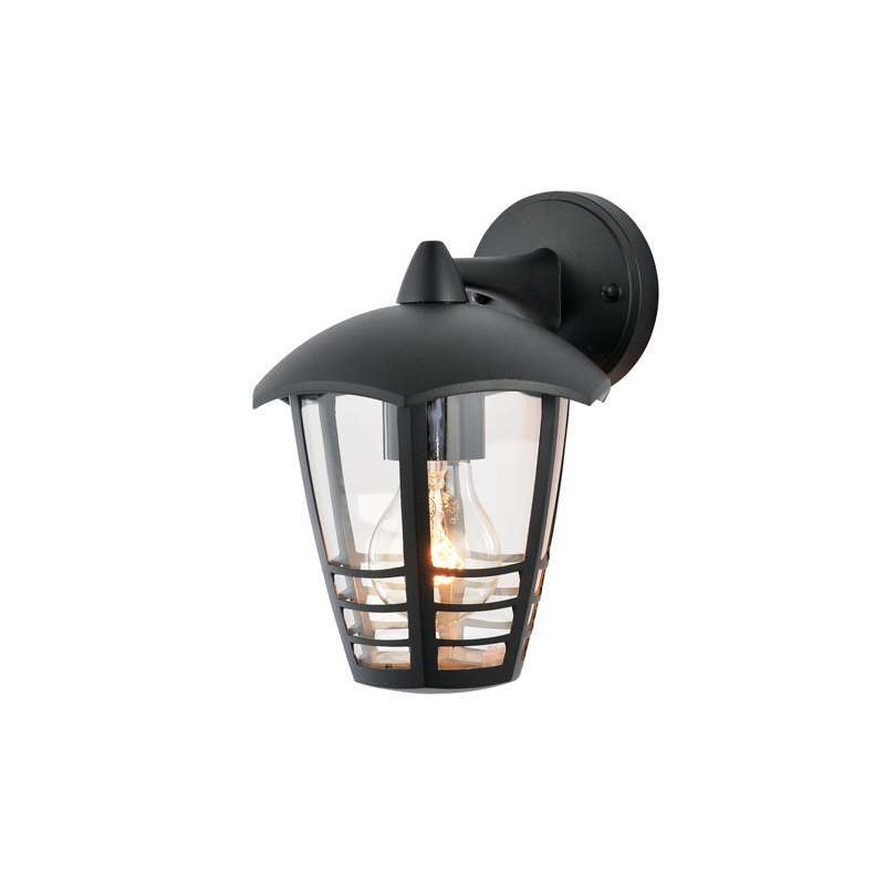 Forum Perdita 6 Sided Curved Wall Lantern E27 Black