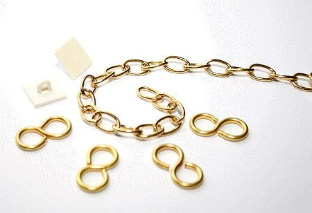 Brass suspension kit - 1.2m brass chain, 4 x hooks & 2 x ceiling pads