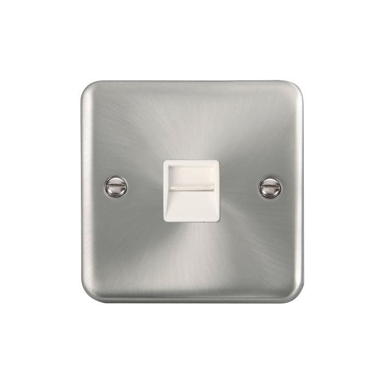 Click Deco Plus Single Telephone Outlet (Master) Satin Chrome White Inserts